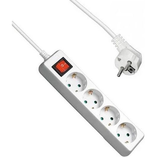 Stekkerdoos 4Voudig+Knop 3,0M 3X1Q WIT - De Smid Verlichting