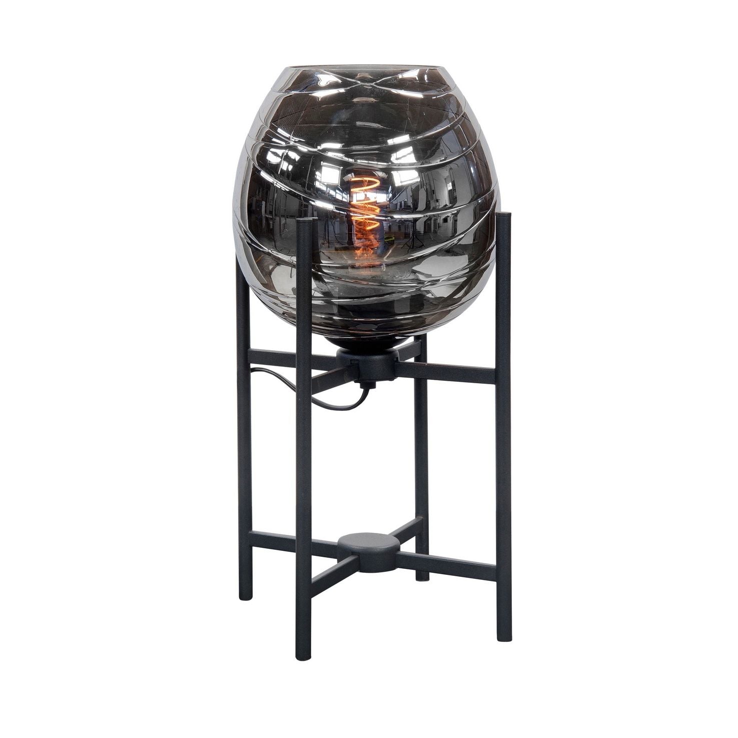 Fantasy Appel Tafellamp met Glas 45cm Zwart/Smoke Glas - De Smid Verlichting