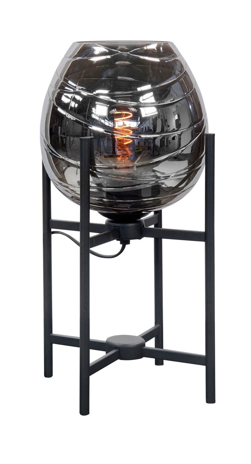 Fantasy Appel Tafellamp met Glas 45cm Zwart/Smoke Glas
