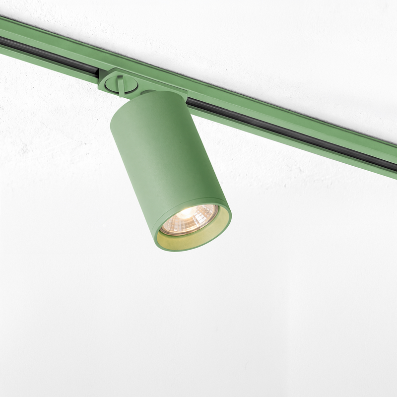 1-Fase Rail Spot 90mmx52mm Salie Groen inclusief Lichtbron GU10