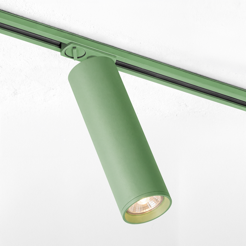 1-Fase Rail Spot 175mmx52mm Salie Groen inclusief Lichtbron GU10
