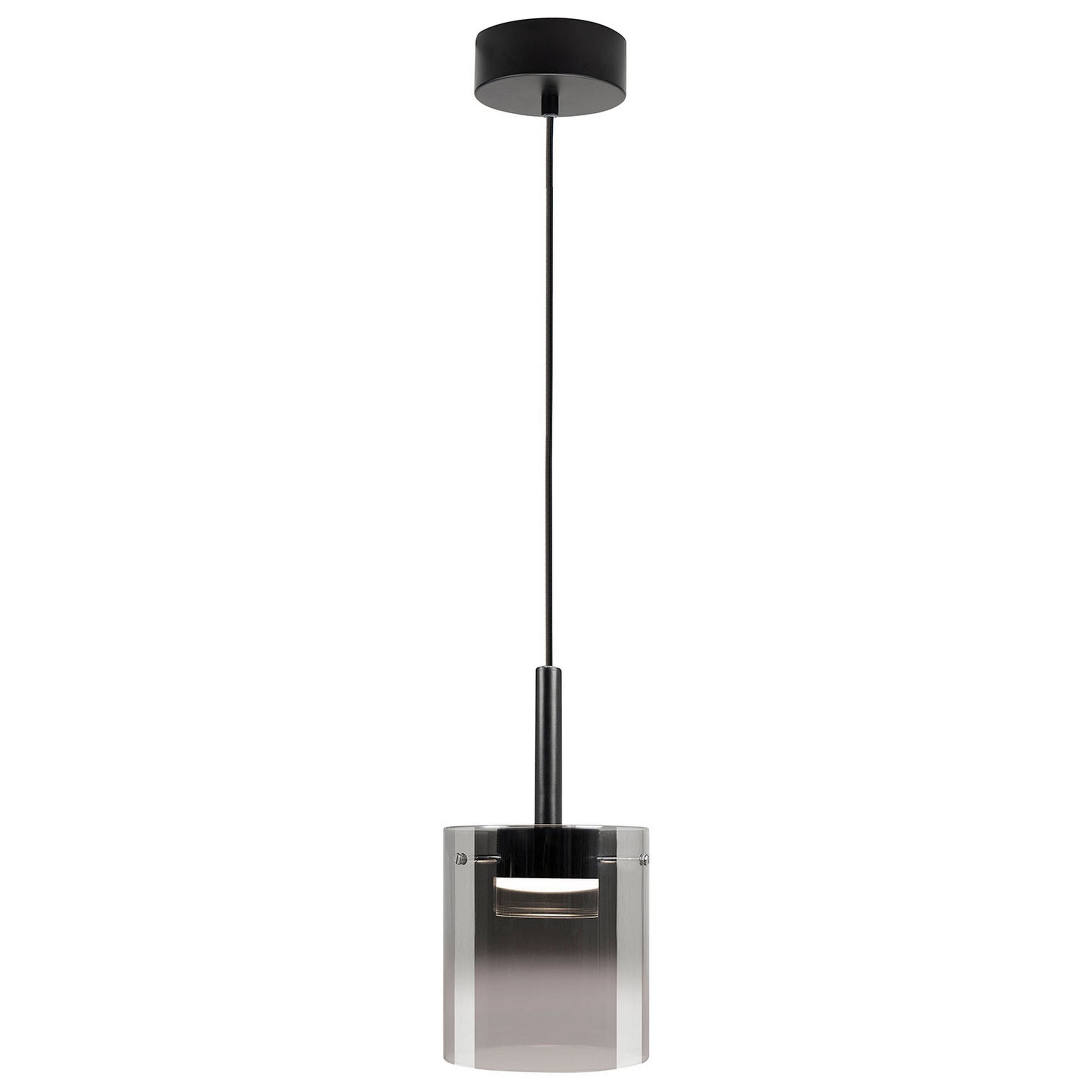Highlight Salerno 1-Lichts Hanglamp H5426.01 Zwart/Semi Smoke Glas - De Smid Verlichting