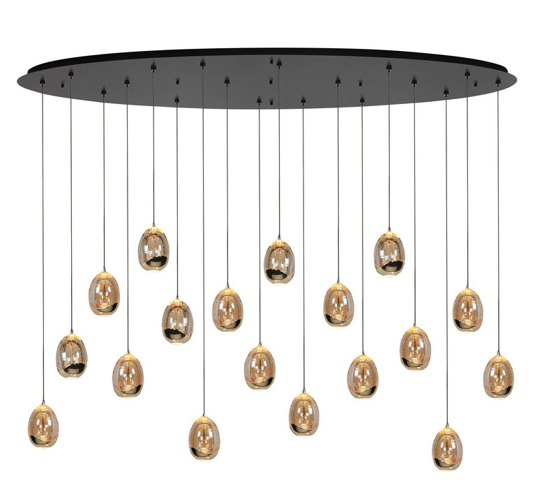 Highlight Hanglamp Golden Egg Ovaal 18-Lichts H5451.01 Zwart/ Gold