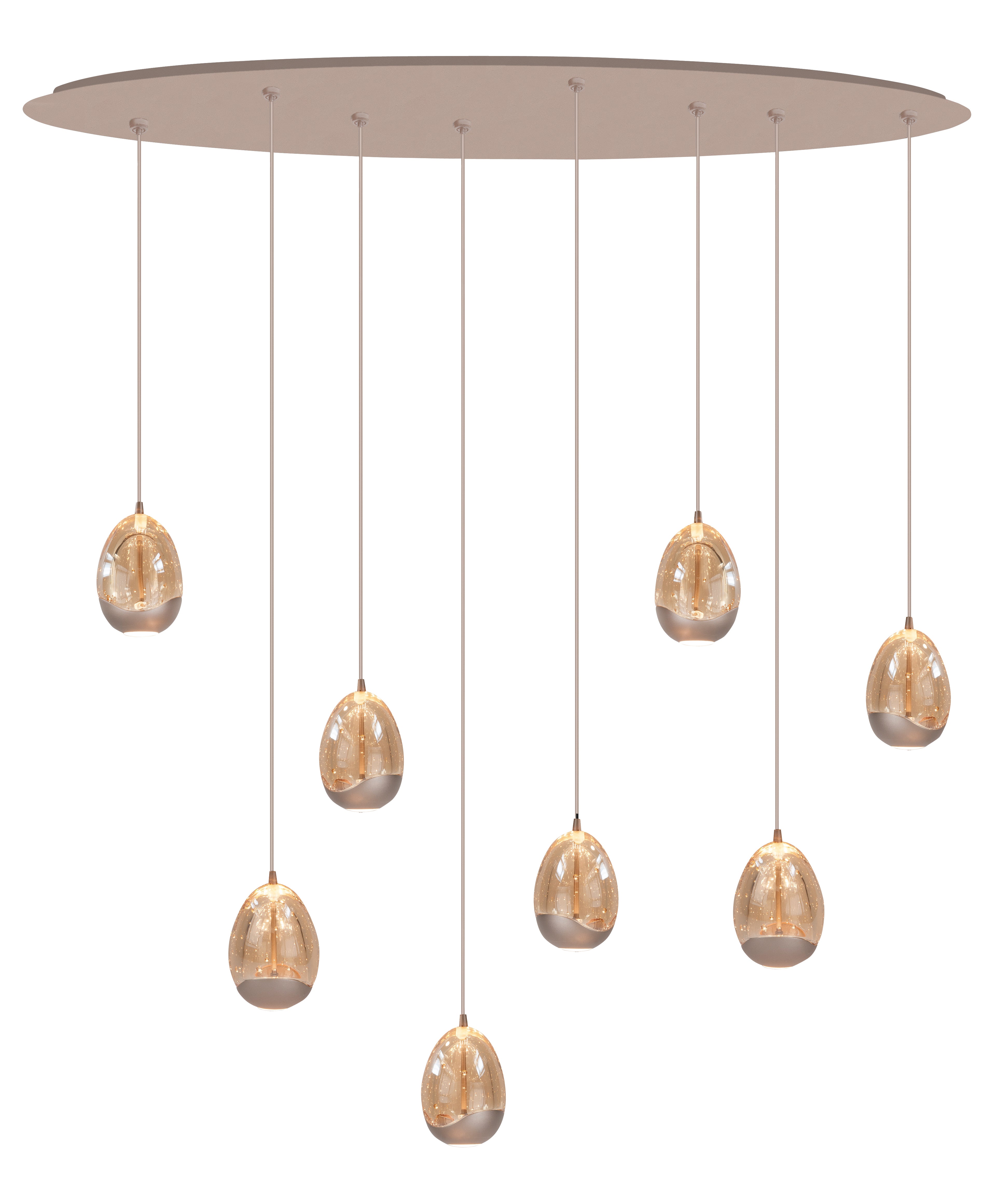 Highlight Golden Egg 8-Lichts ovale hanglamp Zand/Gold