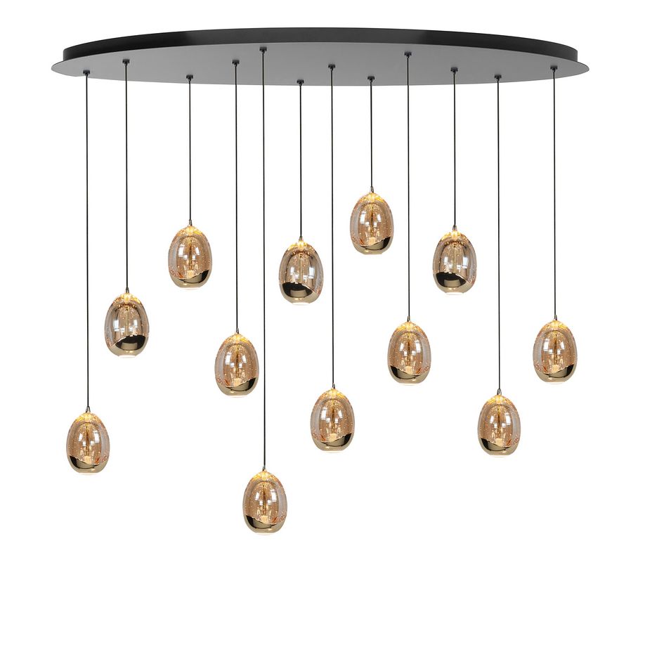 Highlight Golden Egg 12-Lichts Ovale Hanglamp H5453.01 Goud - De Smid Verlichting
