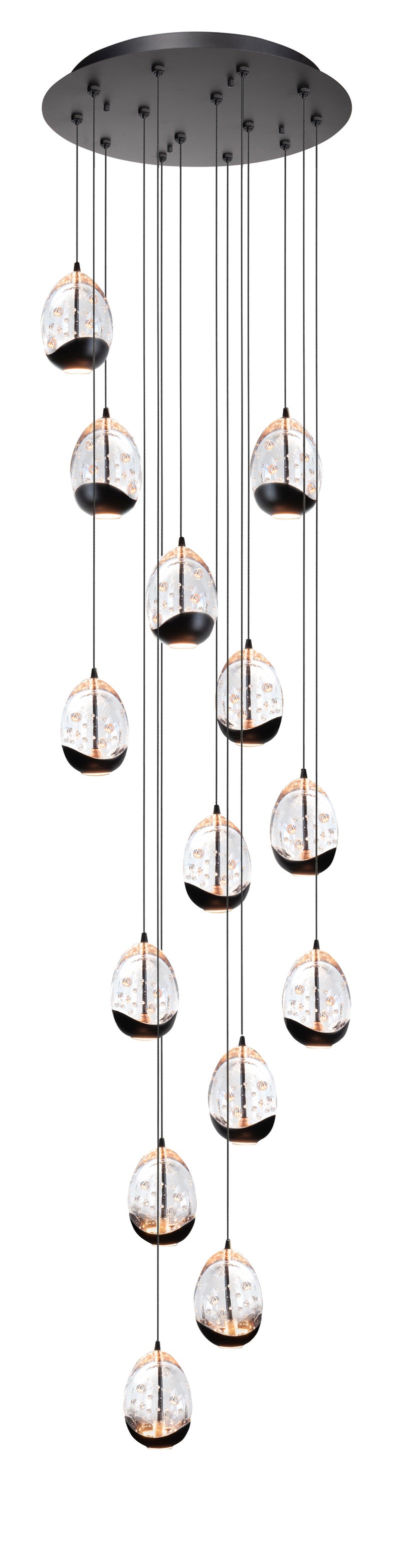 Highlight Clear Egg 14-Lichts hanglamp Rond H5454.20 Clear/Zwart
