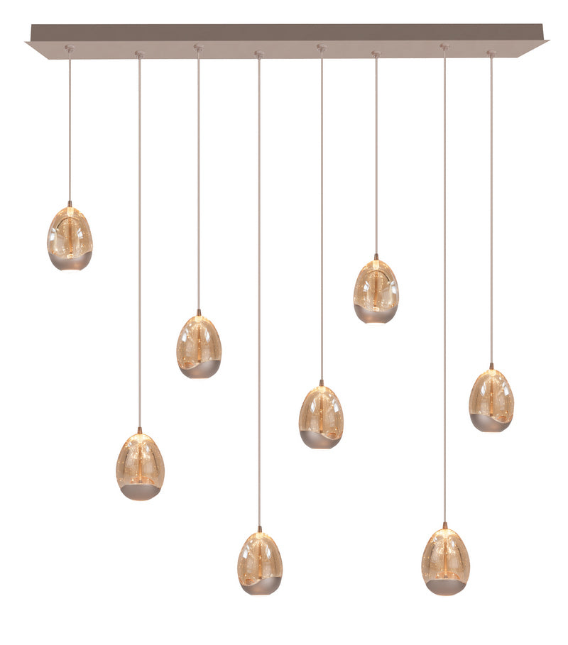Highlight Golden Egg 8-Lichts hanglamp Balk Goud/Zand