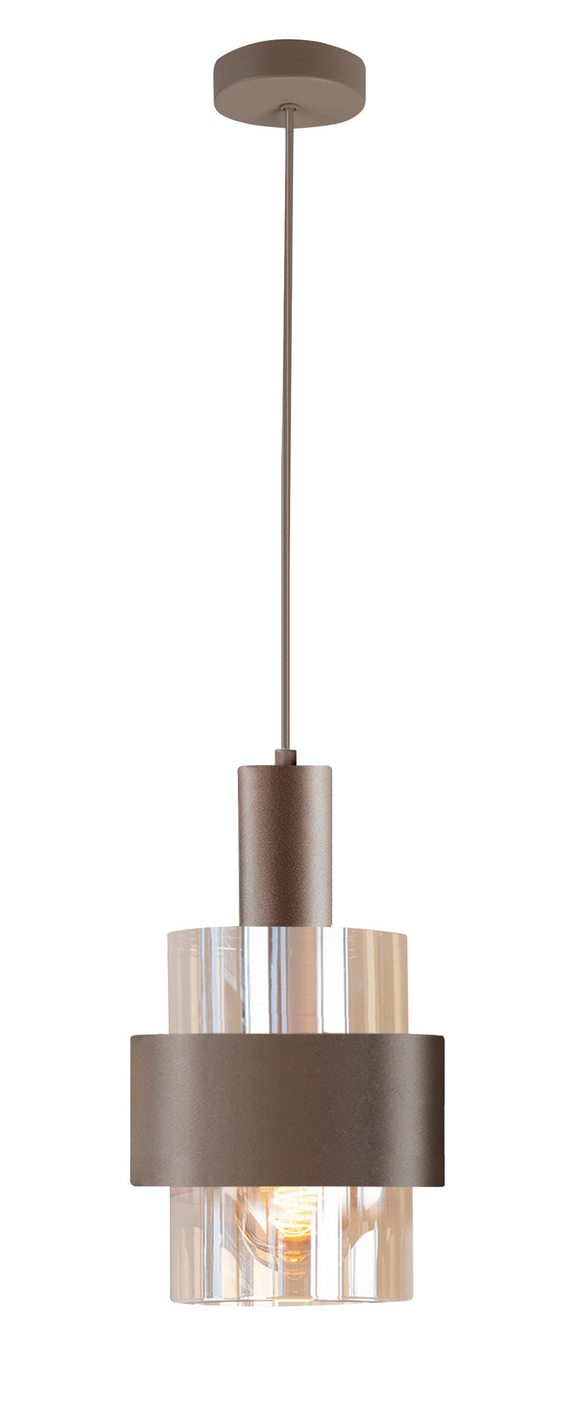Highlight Marrone 1-Lichts Hanglamp H5680.04 Mat Choco/Glas Thee