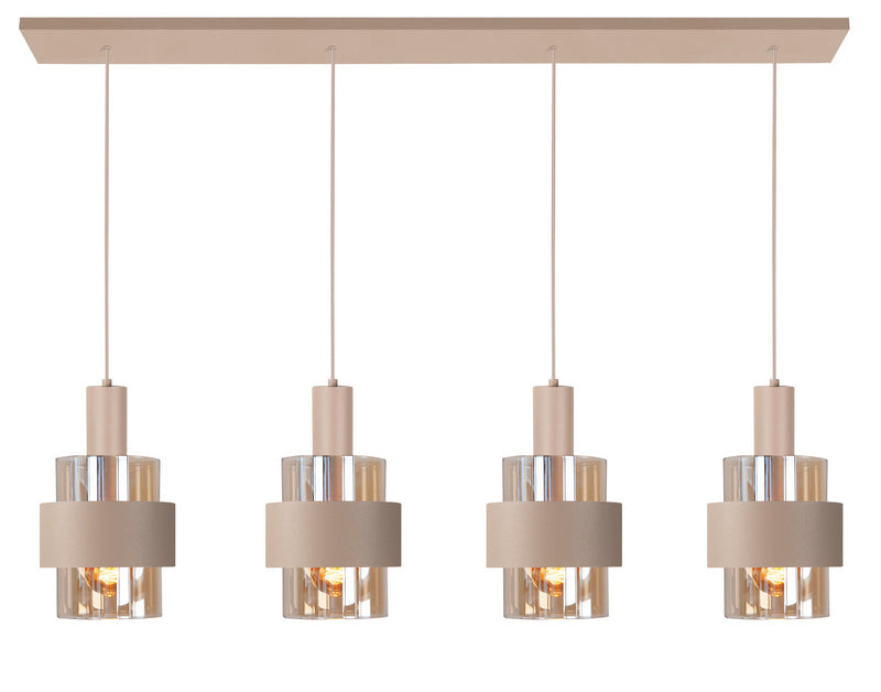Marrone 4-Lichts Hanglamp Balk Zand/Glas Bruin