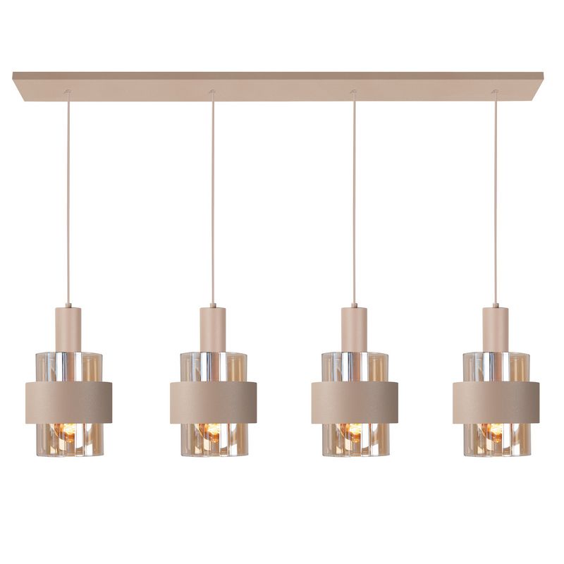 Marrone 4-Lichts Hanglamp Balk Zand/Glas Bruin