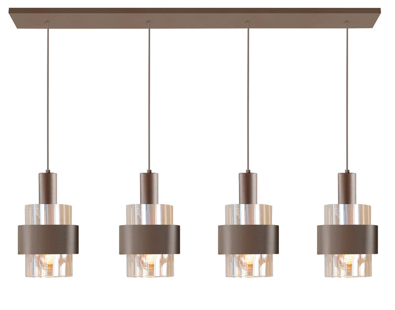 Highlight Marrone 4-Lichts Hanglamp Balk H5683.04 Mat Choco/Glas Thee