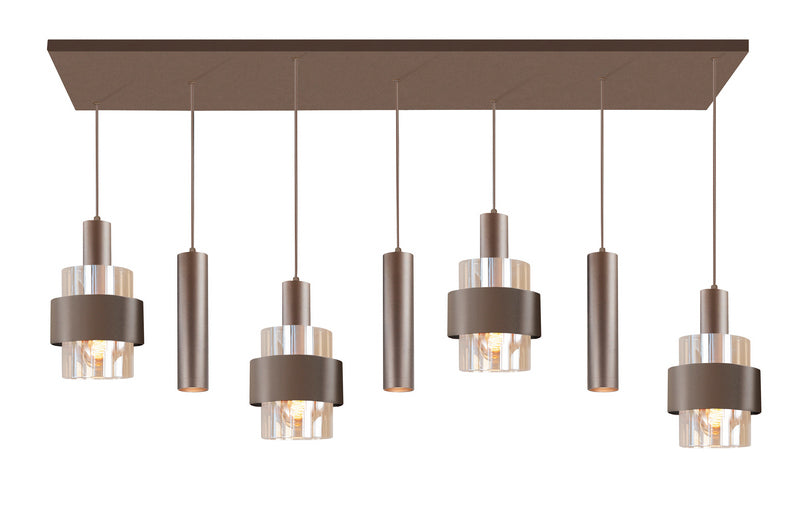 Highlight Marrone 7-Lichts Hanglamp Balk H5685.04 Mat Choco/Brons/Glas Thee