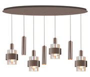 Marrone 7-Lichts Hanglamp Ovaal H5686.04 Mat Choco/Brons/Glas Thee