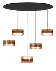Highlight Enzo 5-Lichts Hanglamp Ovaal 4860 Lumen Brons/Zwart/Glas Amber