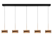 Highlight Enzo 5-Lichts Hanglamp Balk 5 x 18watt Brons/Zwart/Glas Amber 2700 kelvin