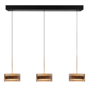 Highlight Enzo 3-Lichts Hanglamp Balk 4860 Lumen Brons/Zwart/Glas Amber 2700 kelvin