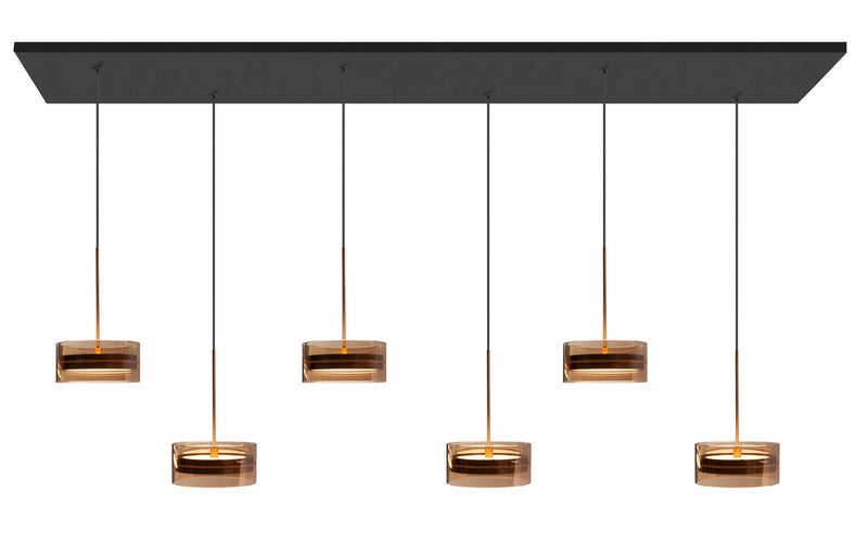 Highlight Mini Enzo 6-Lichts Hanglamp Balk 6 x 12watt Brons/Zwart/Glas Amber 2700 kelvin (kopie)