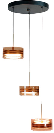 Highlight Mini Enzo 3-Lichts Hanglamp Rond H5748.32 Brons/Zwart/Glas Amber