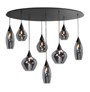 Cambio 8-Lichts Hanglamp Ovaal lengte 100cm Zwart/Smoke