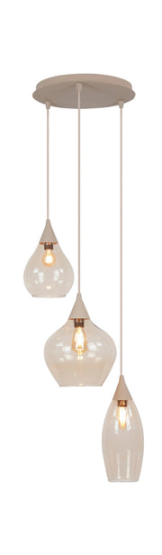Highlight Cambio 3-Lichts Hanglamp H5857.03 Zand/Bruin  Glas