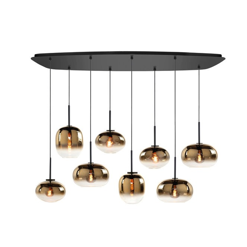 Bellini 8-Lichts Deense ovale Plafondplaat met Gradient Gold glazen