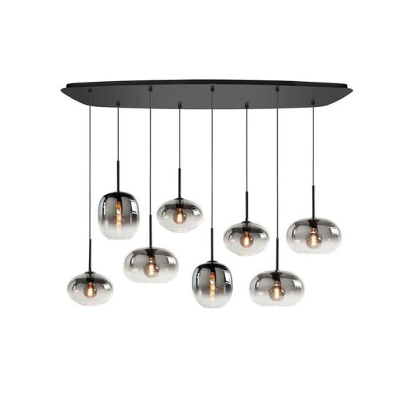 Bellini 8-Lichts Deense ovale Plafondplaat met Gradient Smoke glazen
