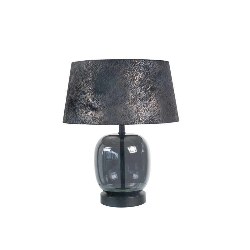 Bellini tafellamp klein + Nola Stoffenkap Smoke/Zwart/Goud/Taupe
