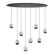 Highlight Clear Egg 8-Lichts Ovale Hanglamp H5452.20 Clear/Zwart