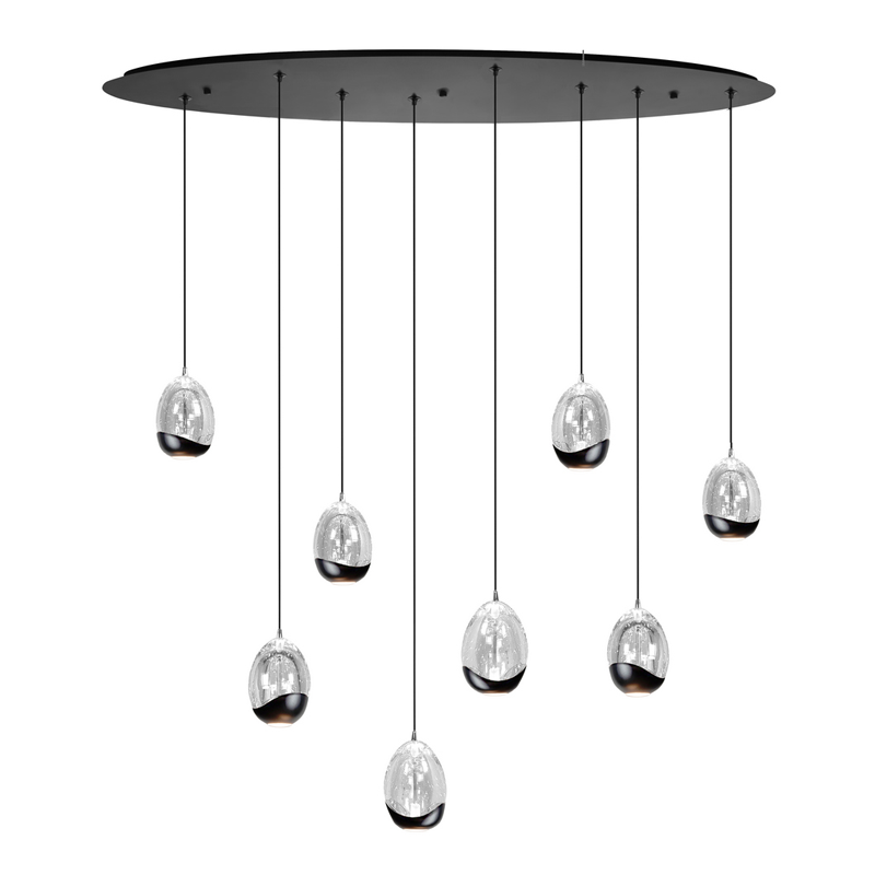 Highlight Clear Egg 8-Lichts Ovale Hanglamp H5452.20 Clear/Zwart