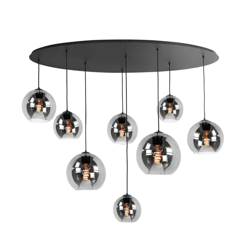 Fantasy Ovaal Globe 8-Lichts Hanglamp Zwart/Smoke