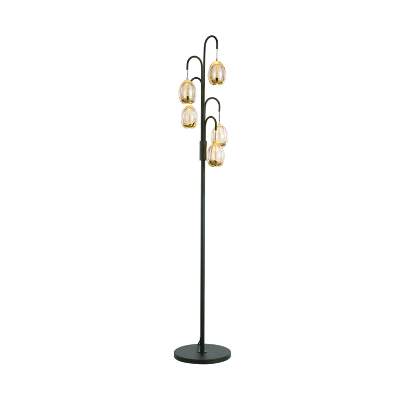 Golden Egg 5-Lichts Vloerlamp V4456.01 Goud/Zwart