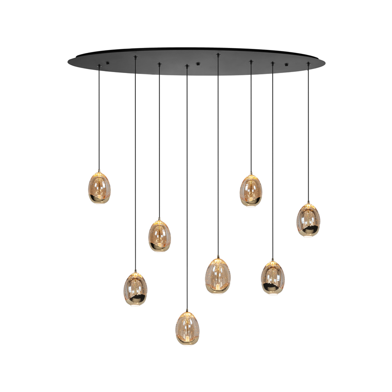 Highlight Golden Egg 8-Lichts ovale hanglamp H5452.01 Goud