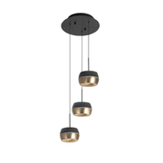 Nova 3-Lichts LED Hanglamp Rond Zwart/Mat Goud