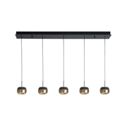 Highlight Nova 5-Lichts LED Hanglamp Balk H5193.38 Zwart/Mat Goud