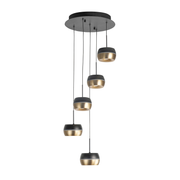 Nova 5-Lichts LED Hanglamp Rond Zwart/Mat Goud