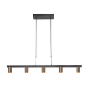 Highlight Perugia 5-Lichts Hanglamp Telescoop H5678.32 Brons/Mat Zwart