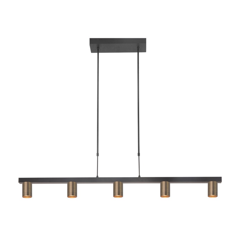 Highlight Perugia 5-Lichts Hanglamp Telescoop H5678.32 Brons/Mat Zwart