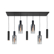Highlight Perugia 7-Lichts Hanglamp Balk H5701.18 Mat Zwart/Semi Smoke