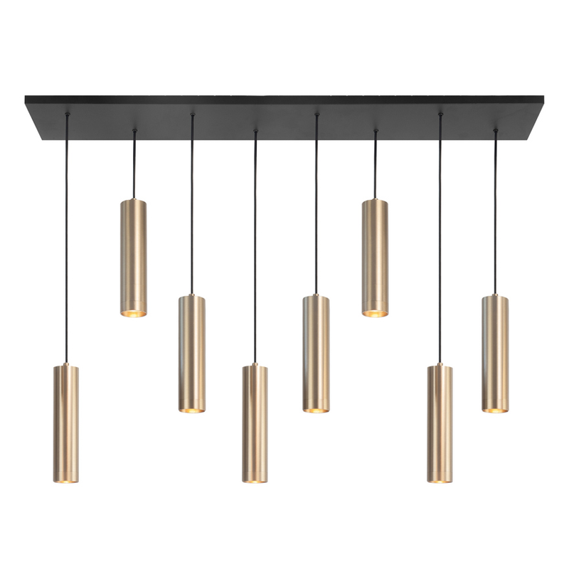 Perugia 8-Lichts Hanglamp Balk GU10 Mat Goud/Mat Zwart De Laatste Showroom modeL