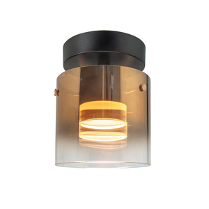 Highlight Salerno 1-Lichts Plafondlamp Zwart/Semi Goud Glass De laatste Showroom model