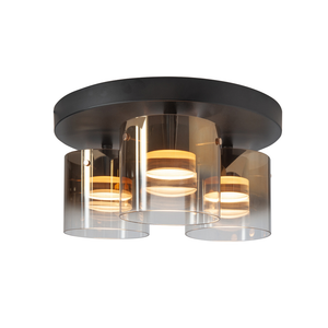 Highlight Salerno 3-Lichts Plafondlamp Zwart/Semi Goud Glass De laatste Showroom model