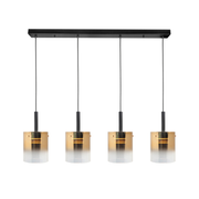 Highlight Salerno 4-Lichts Hanglamp Zwart/Semi Gold Glas De laatste Showroom model