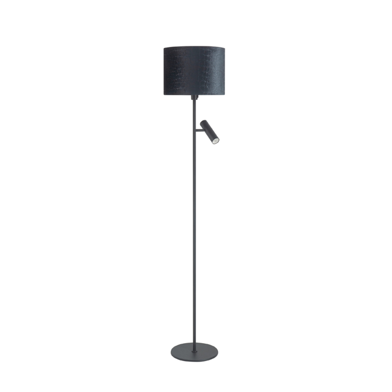 Highlight Trend 2-Lichts vloerlamp V4730.01+ Stoffen Kap O4428.41 Zwart/Zwart