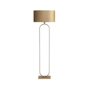 Moderne Vloerlamp Verona Brons met Stoffenkap Coffee in Gold