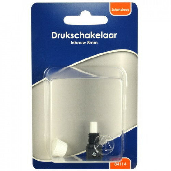 drukschakelaar inbouw wit 8 mm.   84114