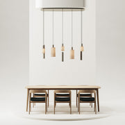 ZTAHL Portofino 8-Lichts Hanglamp Deens Ovaal 1815-Quartz+ Dusty Beige kappen