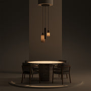 Ztahl Portofini 3-Lichts Hanglamp 1830-Quartz met Stoffen Kappen Dark Taupe