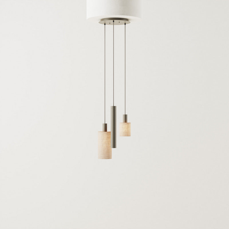 Ztahl Portofini 3-Lichts Hanglamp 1830-Quartz met Stoffen Kappen Dusty Beige