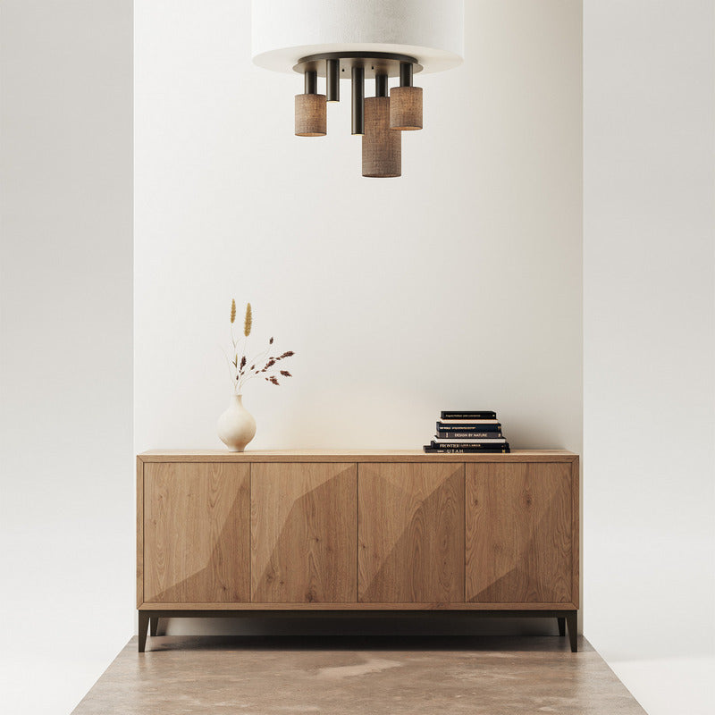 ZTAHL Portofino 5-Lichts Plafondlamp 1840-Platinum + Dark Taupe kappen