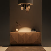 ZTAHL Portofino 5-Lichts Plafondlamp 1840-Platinum + Dusty Beige kappen